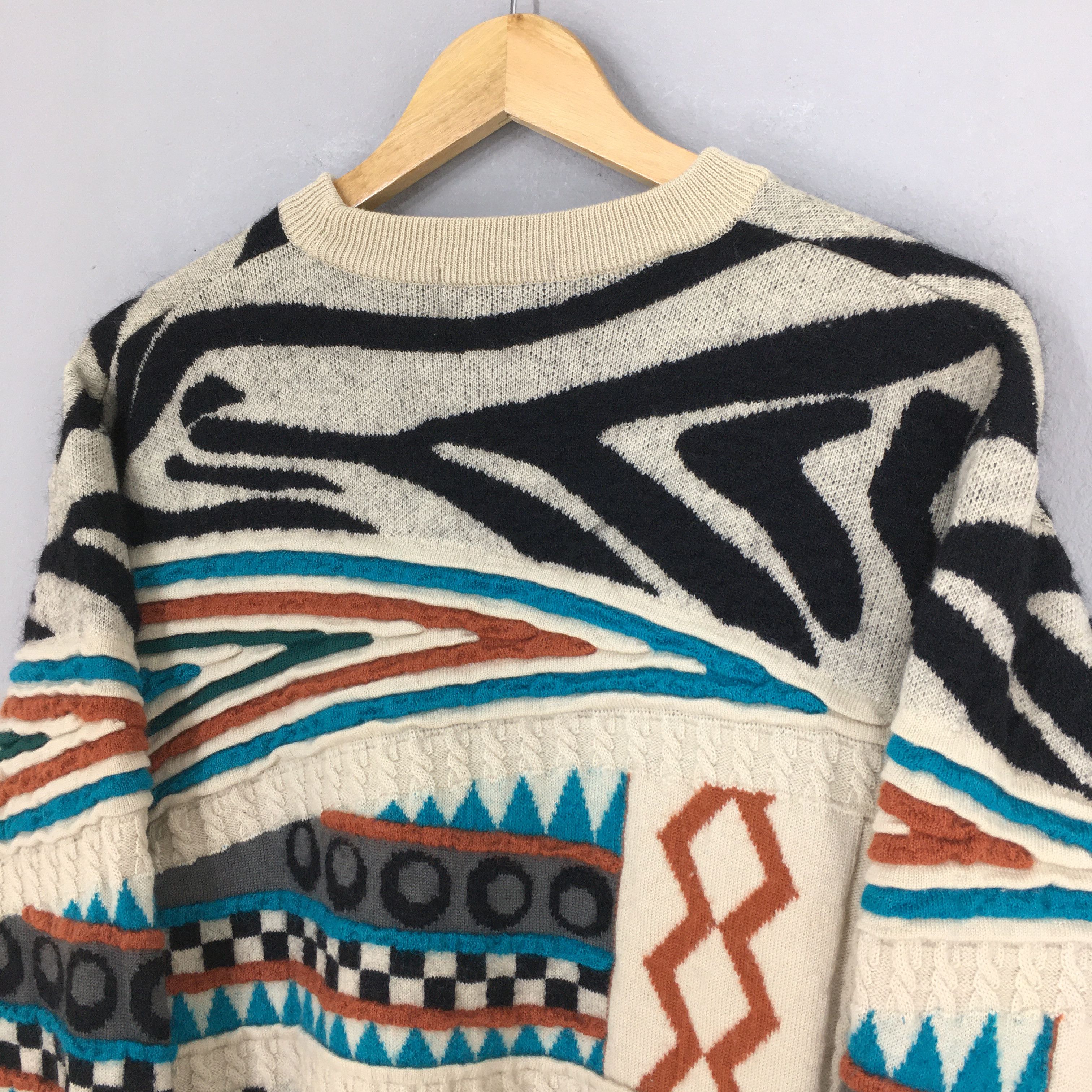 Vintage Mr Junko Navajo Knitwear Wool 3D Coogi Style Sweater Medium Size US M / EU 48-50 / 2 - 8 Thumbnail