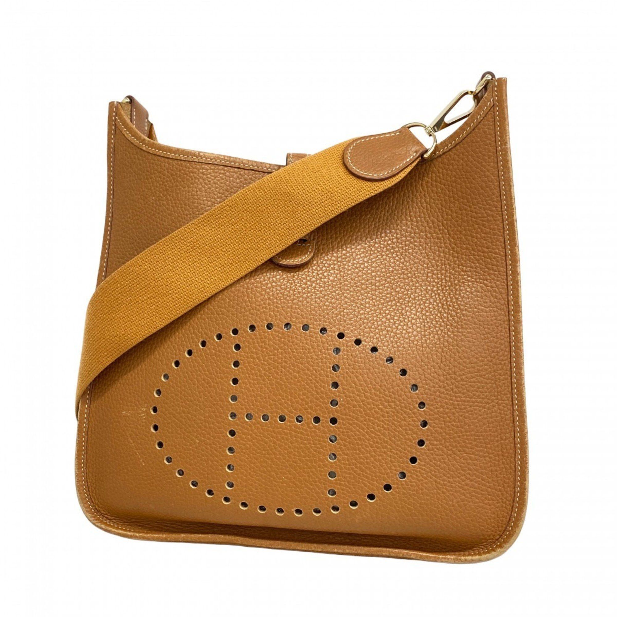 Hermes Shoulder Bag Evelyn 1Pm Taurillon Clemence Gold Champagne K Stamped Ladies, Women's