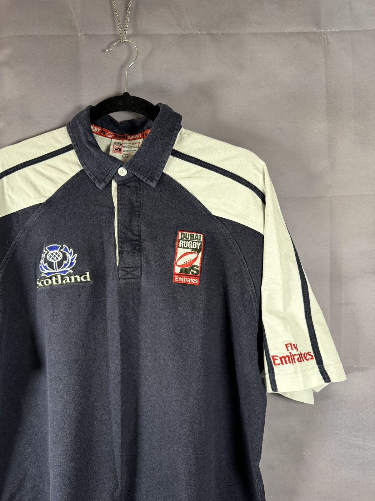 Vintage Matchworn Vintage Scotland Dubai Rugby #7 Jersey Large Size US L / EU 52-54 / 3 - 3 Thumbnail