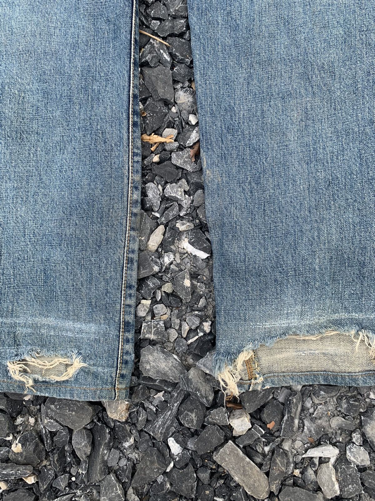 VINTAGE EDWIN 505X BAGGY SELVEDGE FADED DISTRESSED DENIM