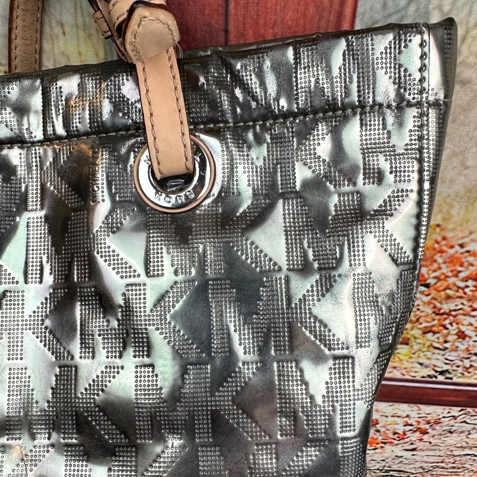 Michael Kors Michael Kors Metallic Mirror PVC Leather North South Tote Size ONE SIZE - 11 Thumbnail
