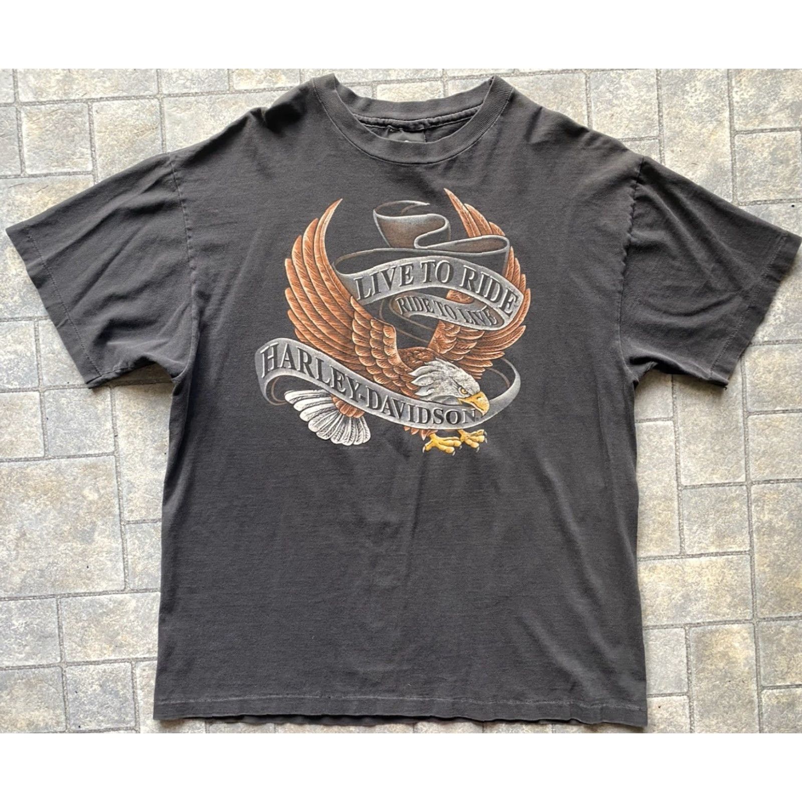 Harley Davidson VINTAGE Harley-Davidson Shirt Men’s L Black Short Sleeve T-Shirt Electric City Scranton Eagle 90s Motorcyclist Mens Size US L / EU 52-54 / 3 - 5 Thumbnail