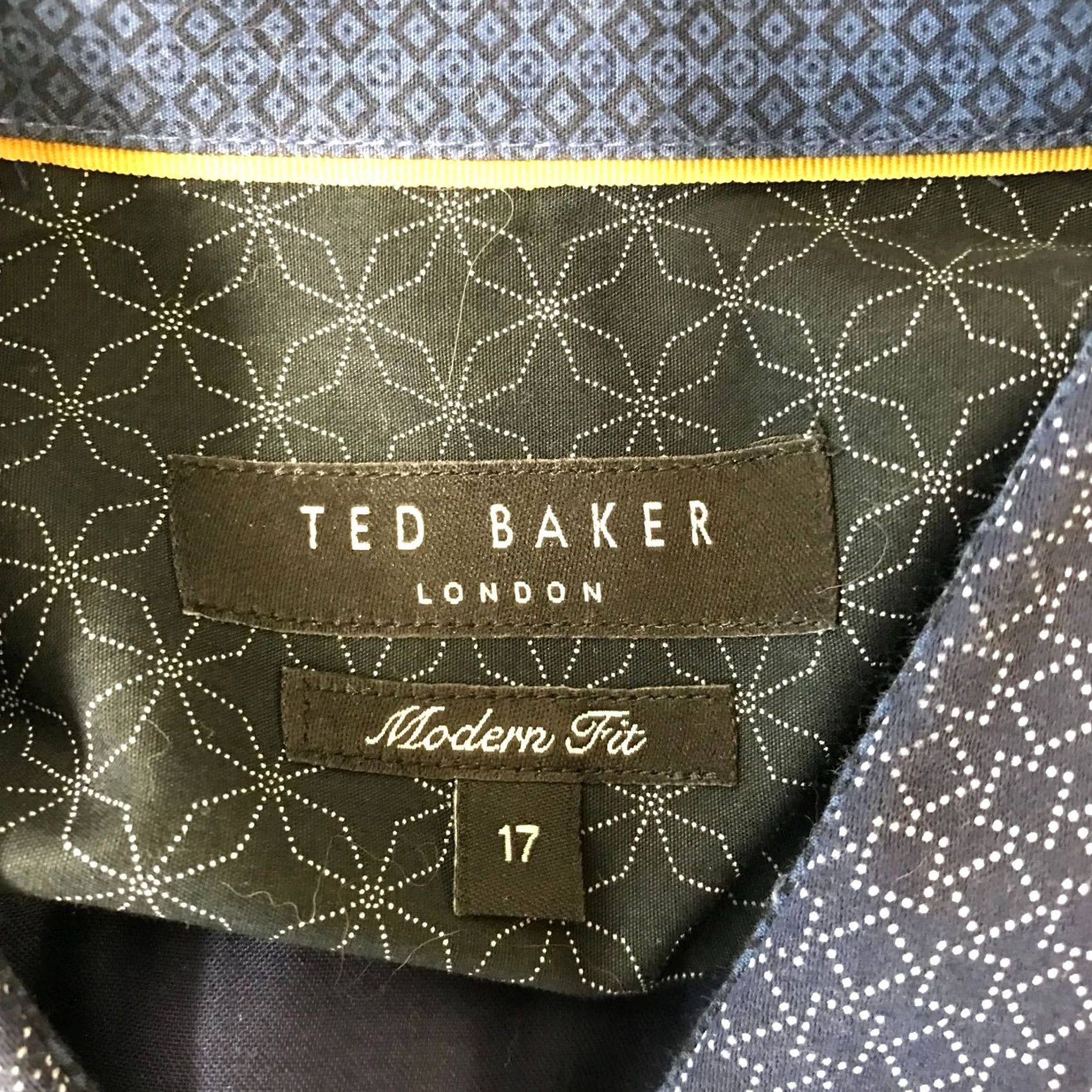 Ted Baker TED BAKER Blue Cotton Button Up Shirt Mens 17 Long Sleeve Collared Size 46R - 6 Thumbnail