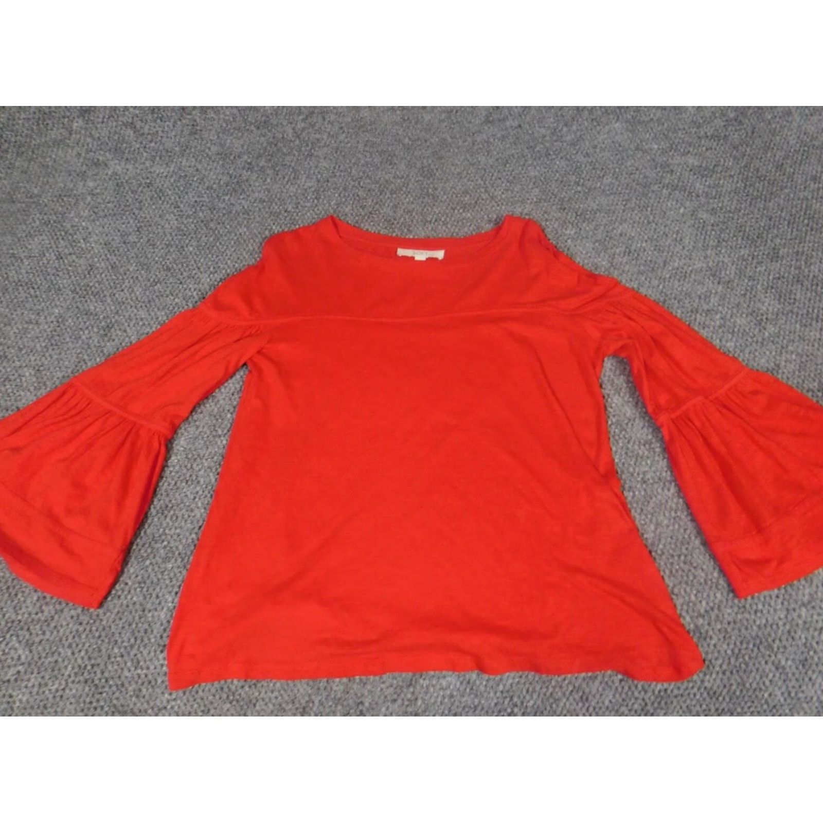 Ann Taylor Loft Ann Taylor Loft Red Bell Sleeve Cotton Blouse M Women Long Sleeve Casual Pullover Ruffle 100% Cotton Regular Size M Size M / US 6-8 / IT 42-44 - 2 Thumbnail