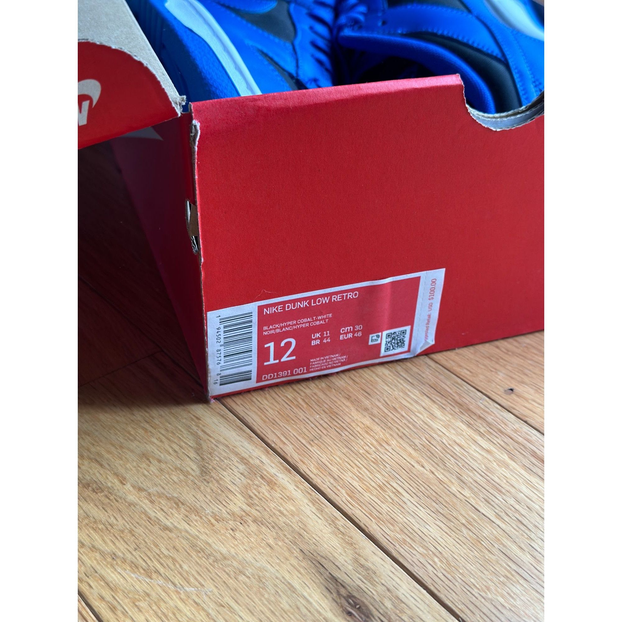 Nike DD1391-001 NIKE DUNK LOW HYPER COBALT BLUE BLACK WHITE ROYAL Size US 12 / EU 45 - 6 Thumbnail