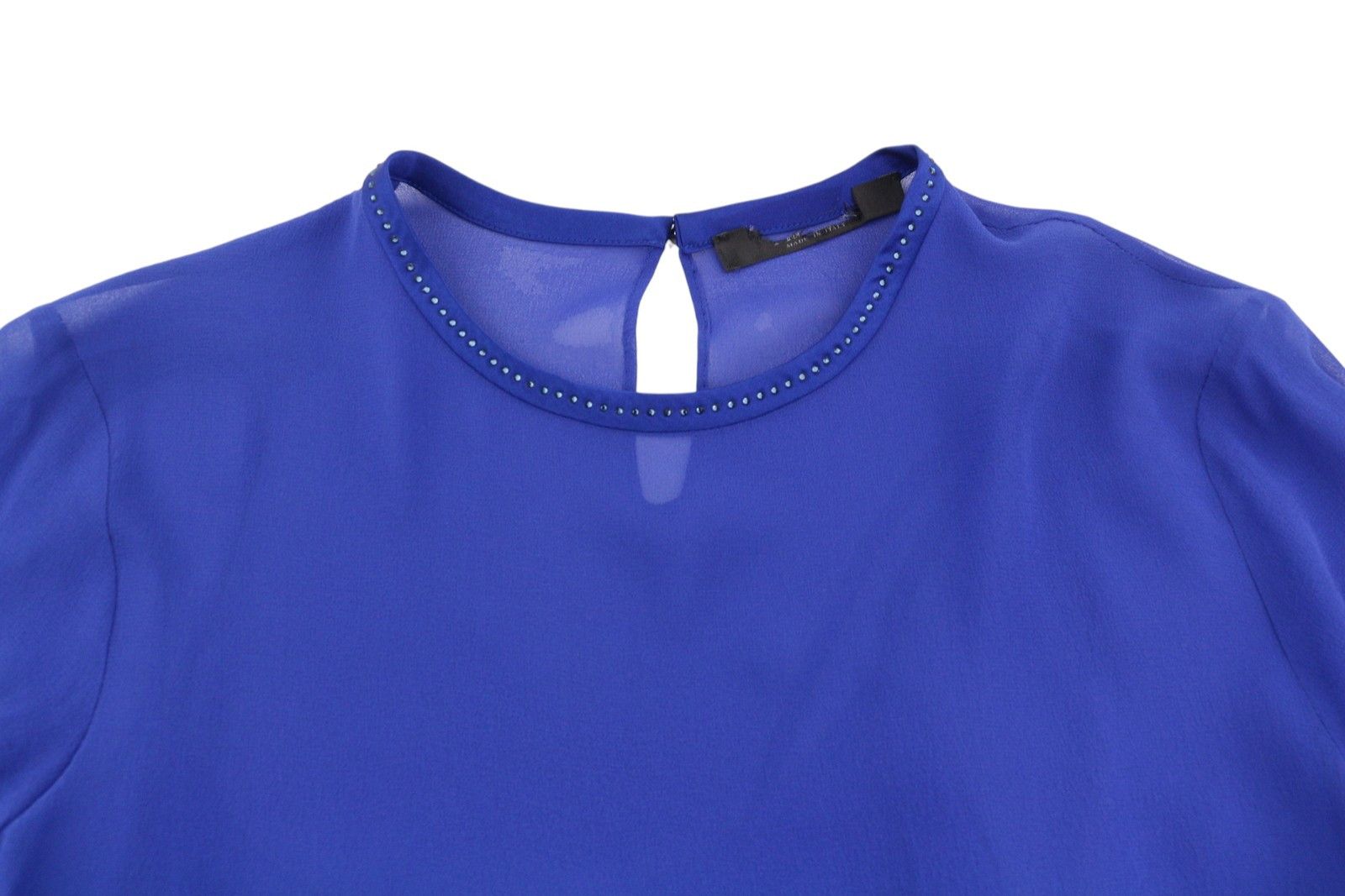 Max Mara EU36 S Blue 100% Silk Rhinestones 2in1 Blouse 88772 Size S / US 4 / IT 40 - 5 Thumbnail