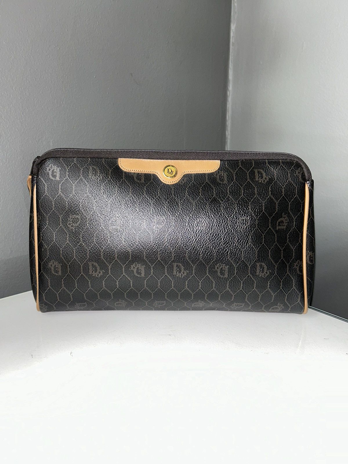 Dior Christian Dior Brown Honeycomb Clutch Bag Size ONE SIZE - 2 Thumbnail