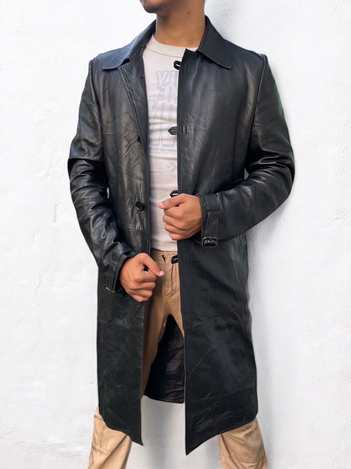 Costume National 🔥RARE🔥 COSTUME NATIONAL HOMME SINGLE BRESTED LEATHER COAT Size US M / EU 48-50 / 2 - 2 Thumbnail