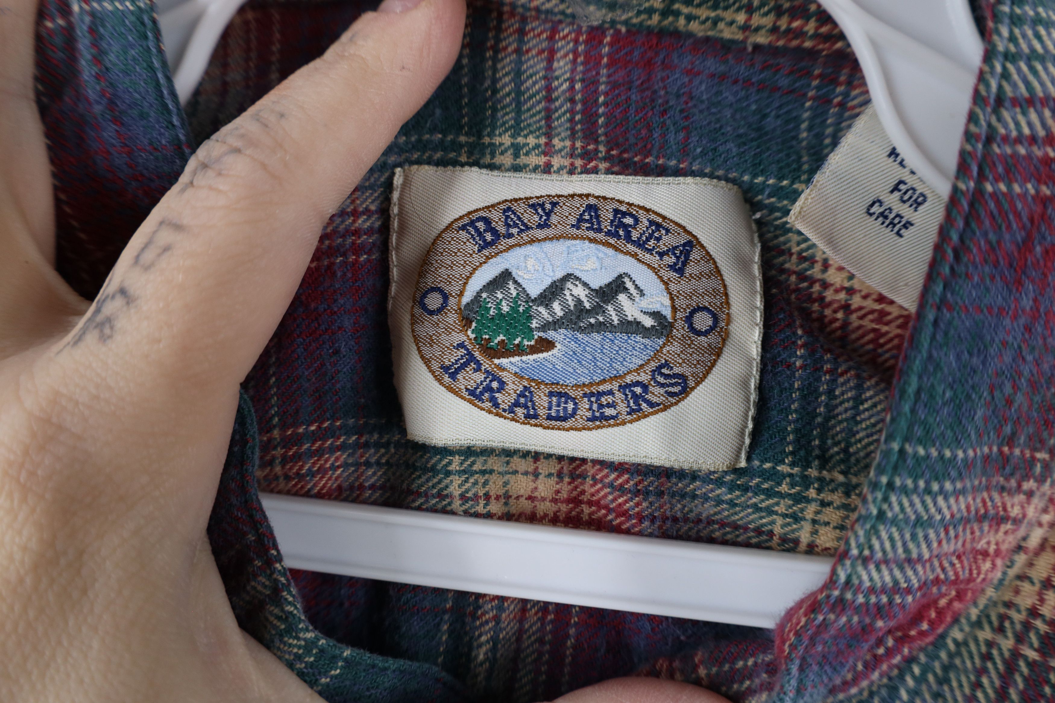 Vintage Vintage 90s Streetwear Flannel Band Collar Button Shirt Size US L / EU 52-54 / 3 - 10 Thumbnail