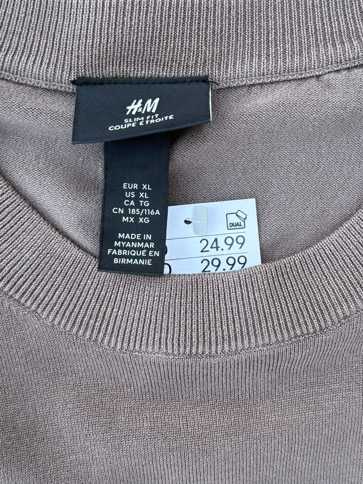 H&M H&M Slim Fit Thin Brown Sweater Men XL Size US XL / EU 56 / 4 - 3 Thumbnail