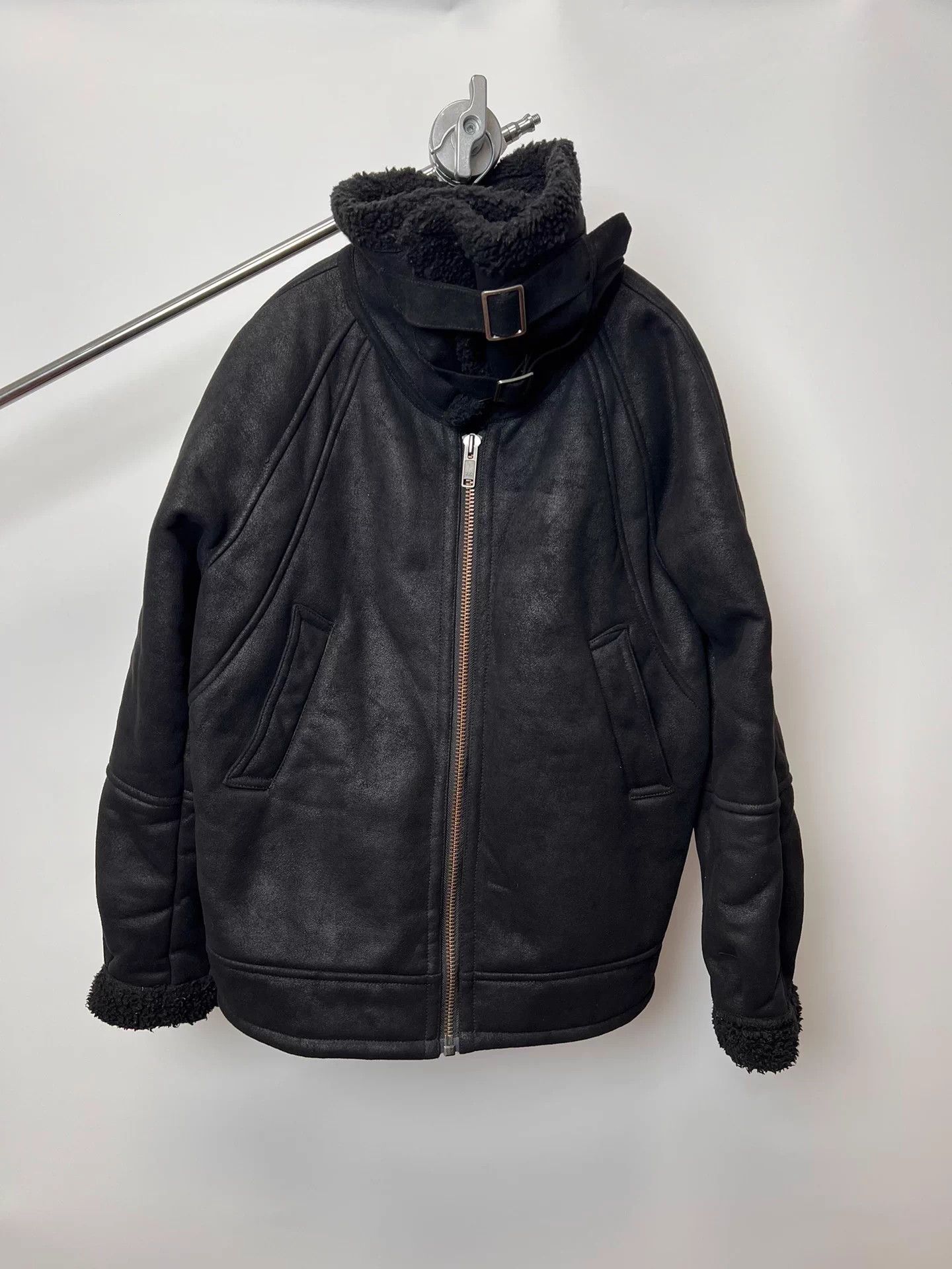 PERVERZE Stand Collar Suede Polar Fleece Cotton Jacket