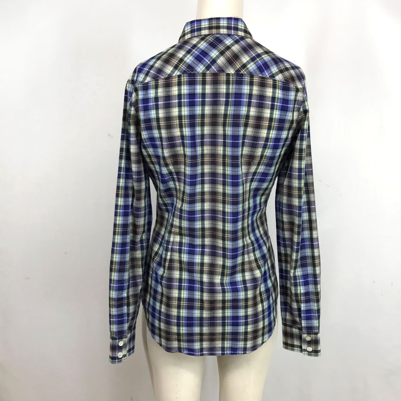 Theory THEORY WOMEN'S SMALL MULTICOLOR PLAID LONG SLEEVE BUTTON UP COTTON TOP SHIRT Size S / US 4 / IT 40 - 5 Thumbnail