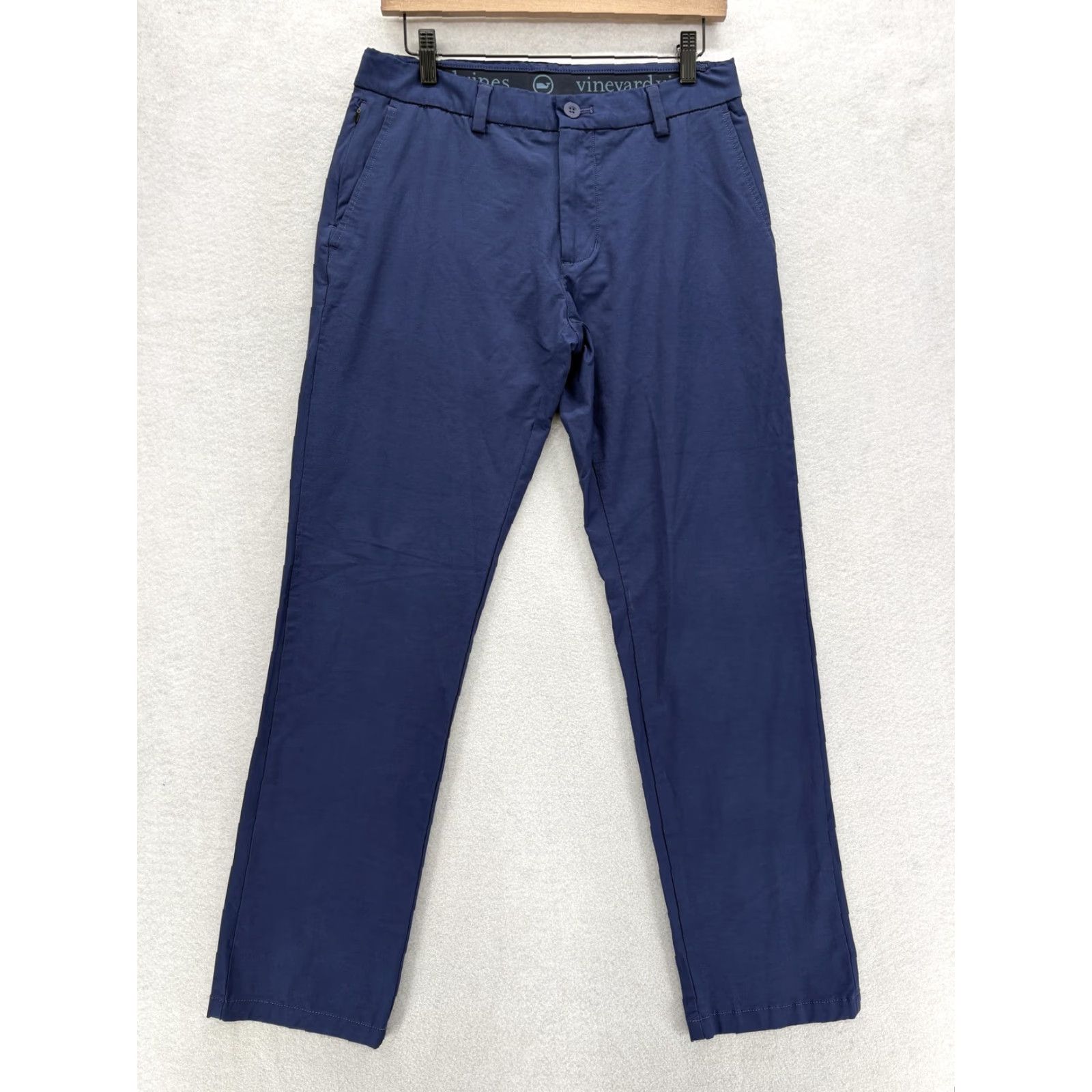 Vineyard Vines Vineyard Vines On-The-Go Pants Mens 30x30 Blue Stretch Tech Chino Casual Golf Pants Mens Blue 30 Inseam Straight Zip Front Button Logo N/A Size US 30 / EU 46 - 2 Thumbnail