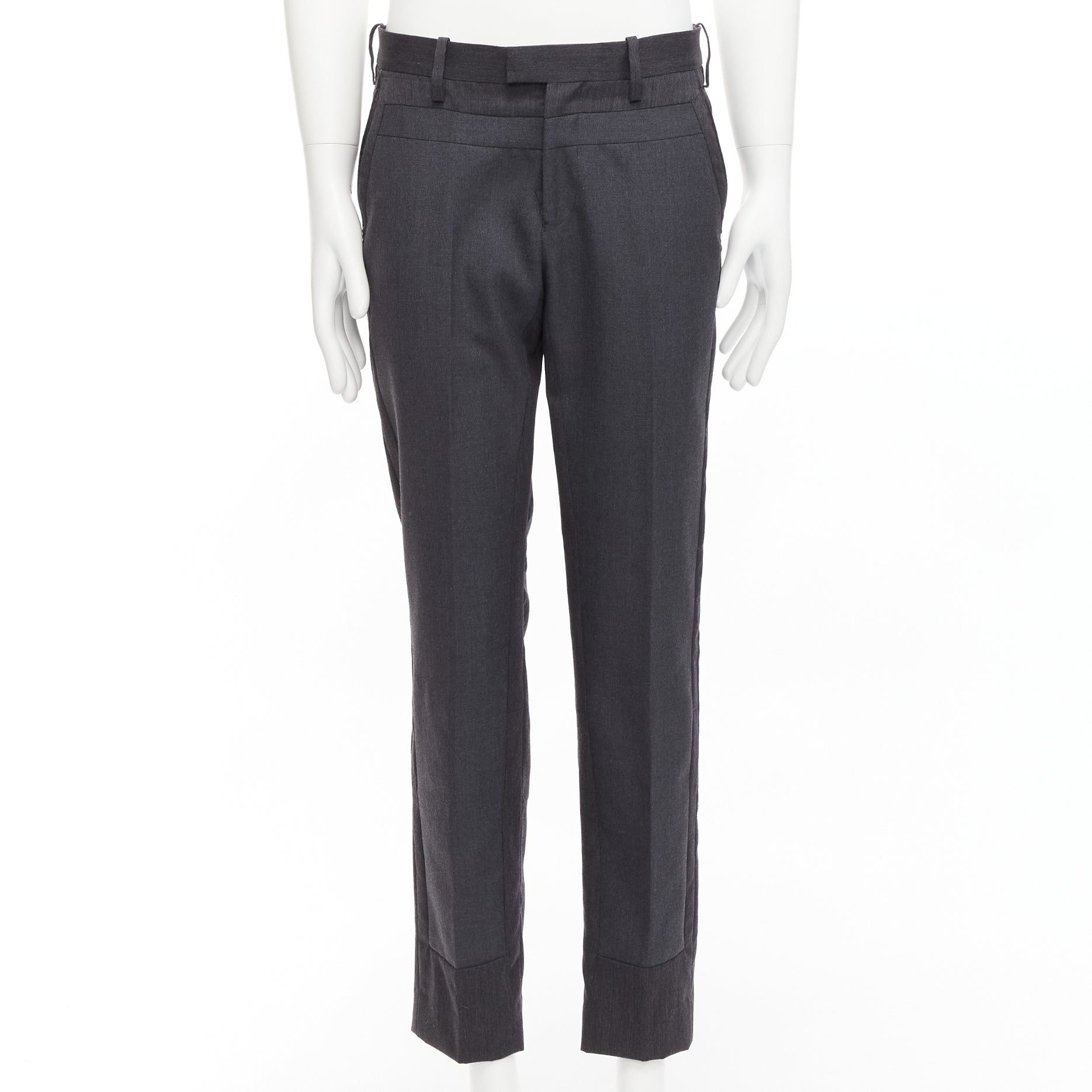 Undercover UNDERCOVER John grey 100% wool black cowhide trim patchwork trousers JP4 XL Size 28" / US 6 / IT 42 - 1 Thumbnail