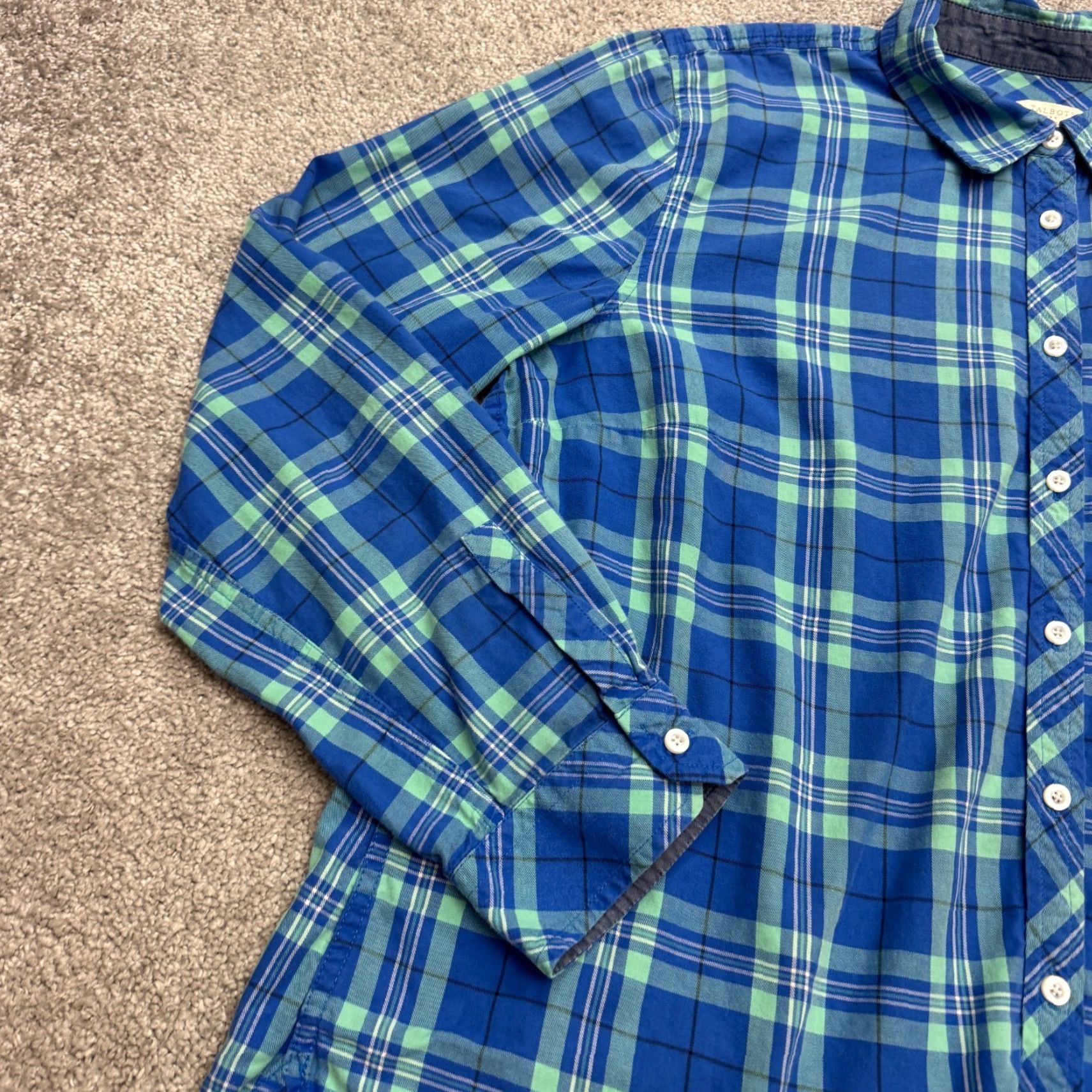 Talbots Talbots Shirt Women XL Blue Plaid Cotton Roll Tab Sleeve Button-Up Size XL / US 12-14 / IT 48-50 - 6 Thumbnail