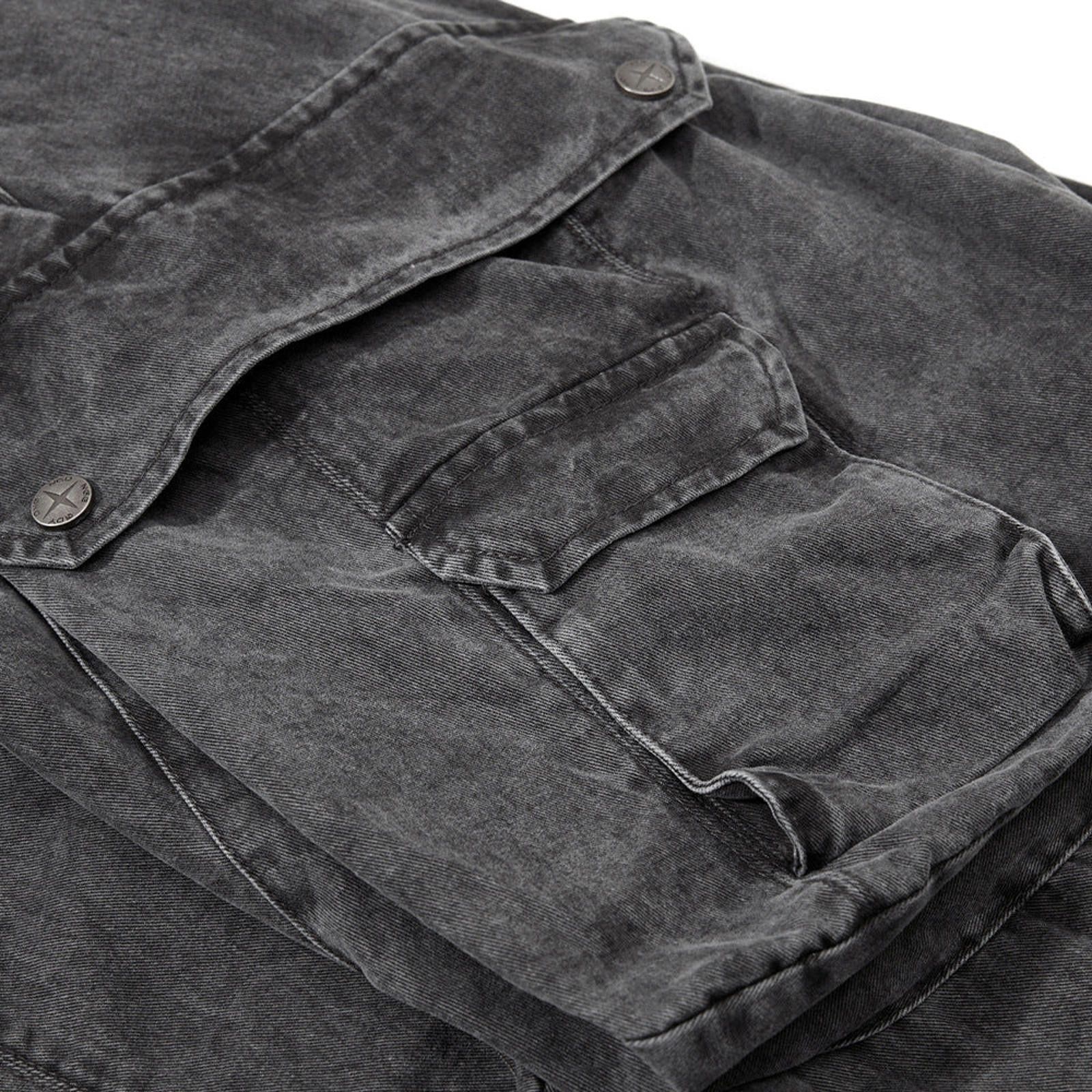 Japanese Brand Black Wide Leg Cargo Pants, Loose Fit Utility Trousers Size US 32 / EU 48 - 4 Thumbnail