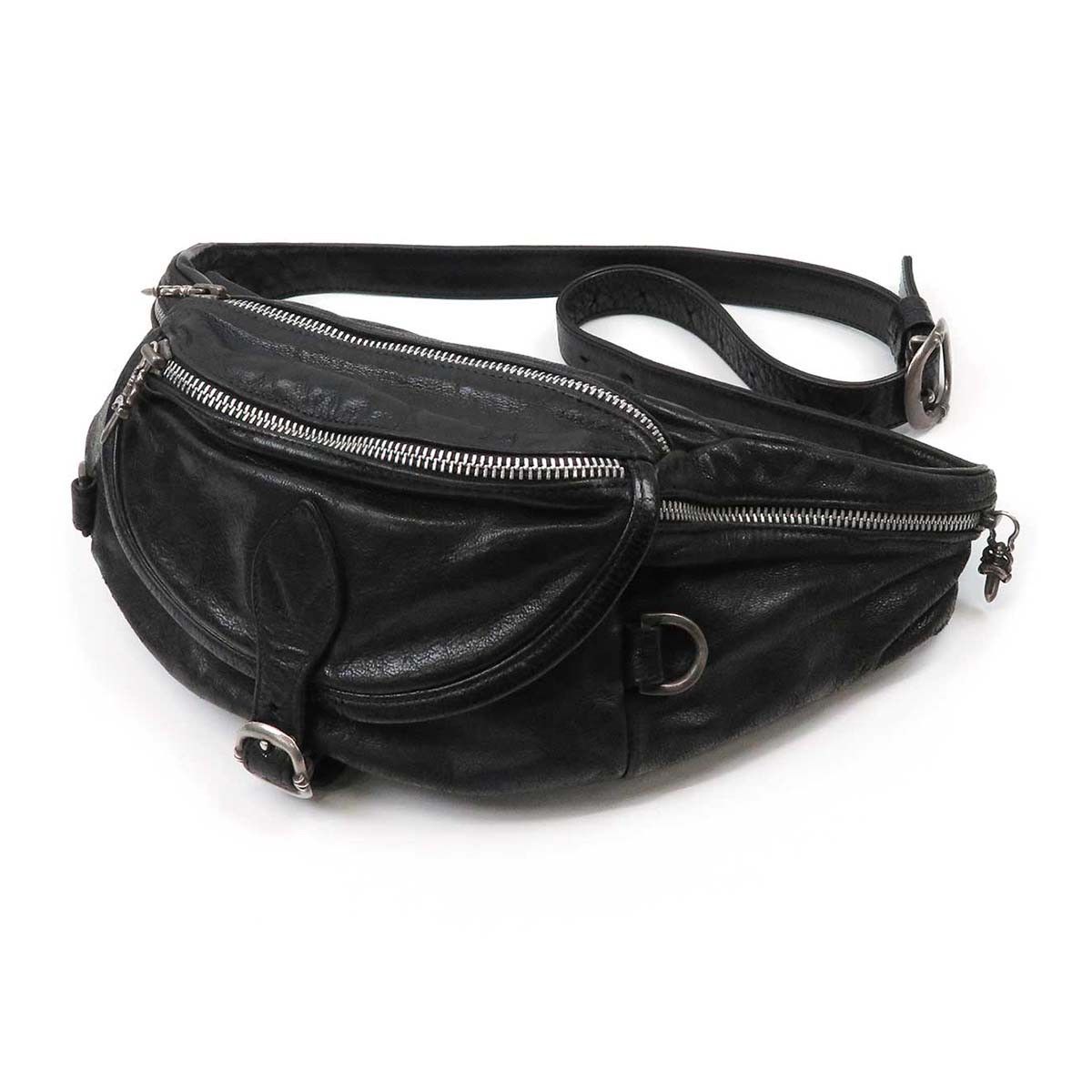 image of Chrome Hearts Leather Crossbody Bag in Black, Men's