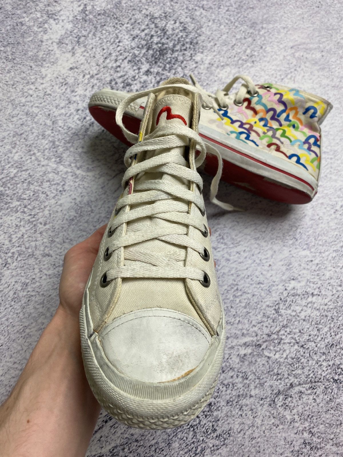 Evisu × Vintage Vintage Evisu Rainbow Repeat Logo Shoes High Top Sneakers Size US 9 / EU 42 - 8 Thumbnail