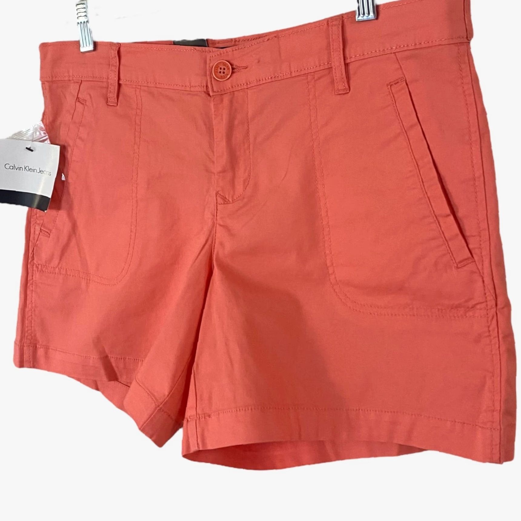 Vintage Calvin Klein Jeans Stretch Chino 4-Pocket Shorts Orange Women's 10 Casual New Size 32" / US 10 / IT 46 - 2 Thumbnail