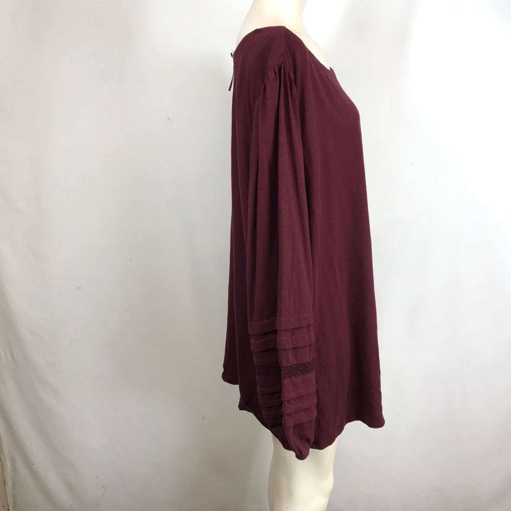 Vintage Lane Bryant Plus Size 26 28 Burgundy Long Sleeve Lace Detail Tunic Top Size 4XL / US 24-26 - 4 Thumbnail