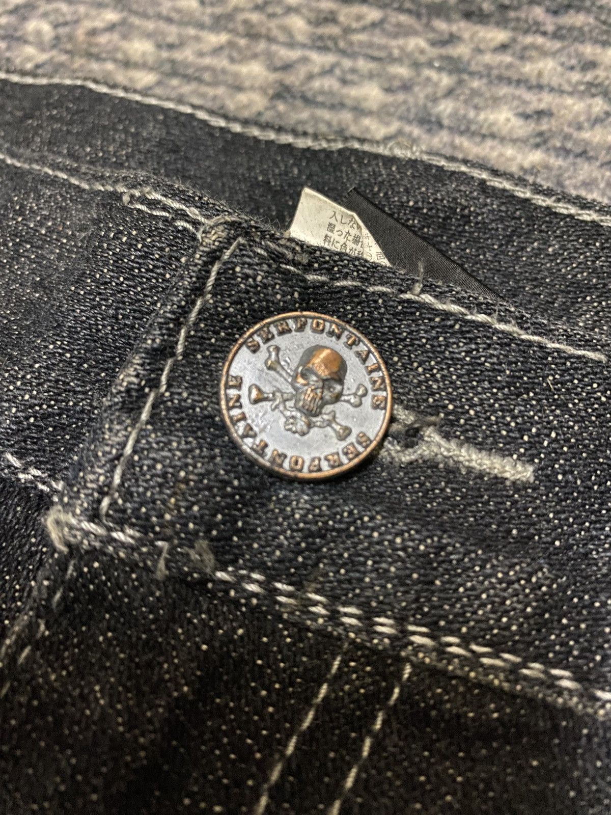 Japanese Brand HPP DOUBLE WAIST DISTRESSED STUD FLARED JEAN Size US 31 - 16 Thumbnail
