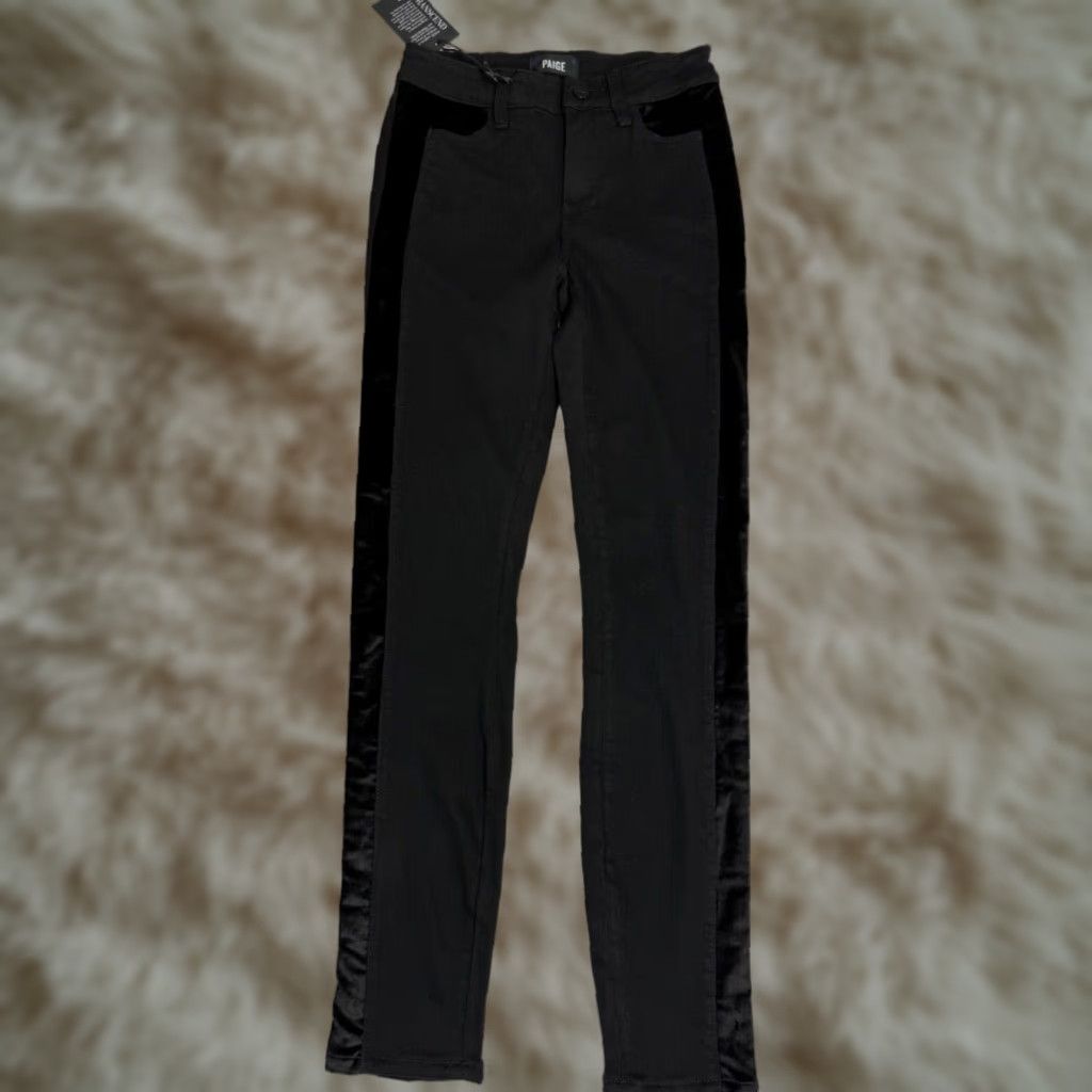 Paige Paige Womens Hoxton High Rise Ultra Skinny Jeans Sz 25 Black Side Stripe Stretch Size 42" / US 20 - 1 Thumbnail
