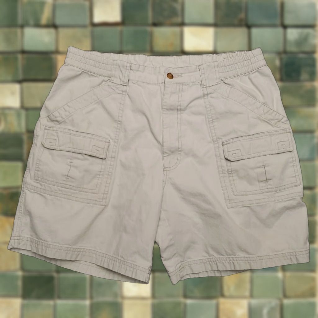 Alexander Julian VINTAGE Alexander Julian Colours Shorts Mens 38 Cargo Canvas Elastic Waist Hike Outdoors Beige Cargo Pocket Mens Size US 38 / EU 54 - 1 Thumbnail