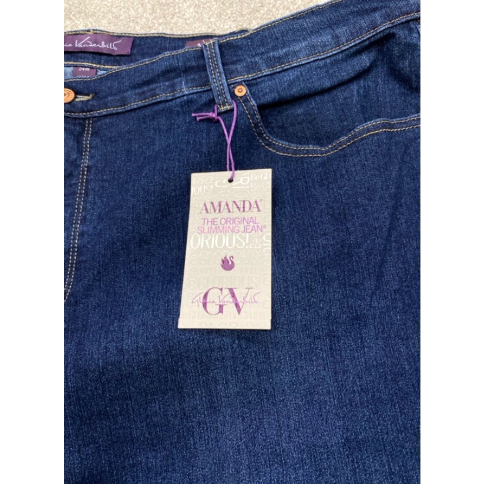 Gloria Vanderbilt Gloria Vanderbilt Jeans Main Selling Point Jeans Womens 24W NWT Amanda Blue Denim Stretch 5-Pocket Regular 44" Waist 28" Inseam Womens Size 42" / US 20 - 2 Thumbnail