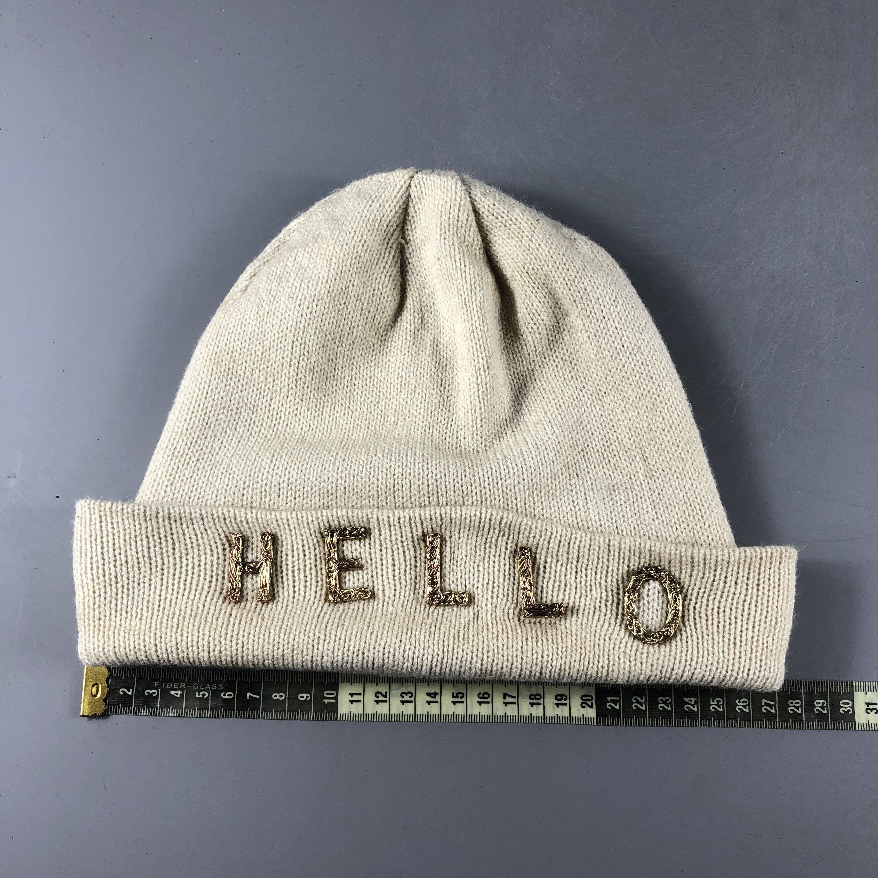 Vintage Hello Spellout Beanie Snow Hat Snow Cap -D815 Size ONE SIZE - 3 Thumbnail