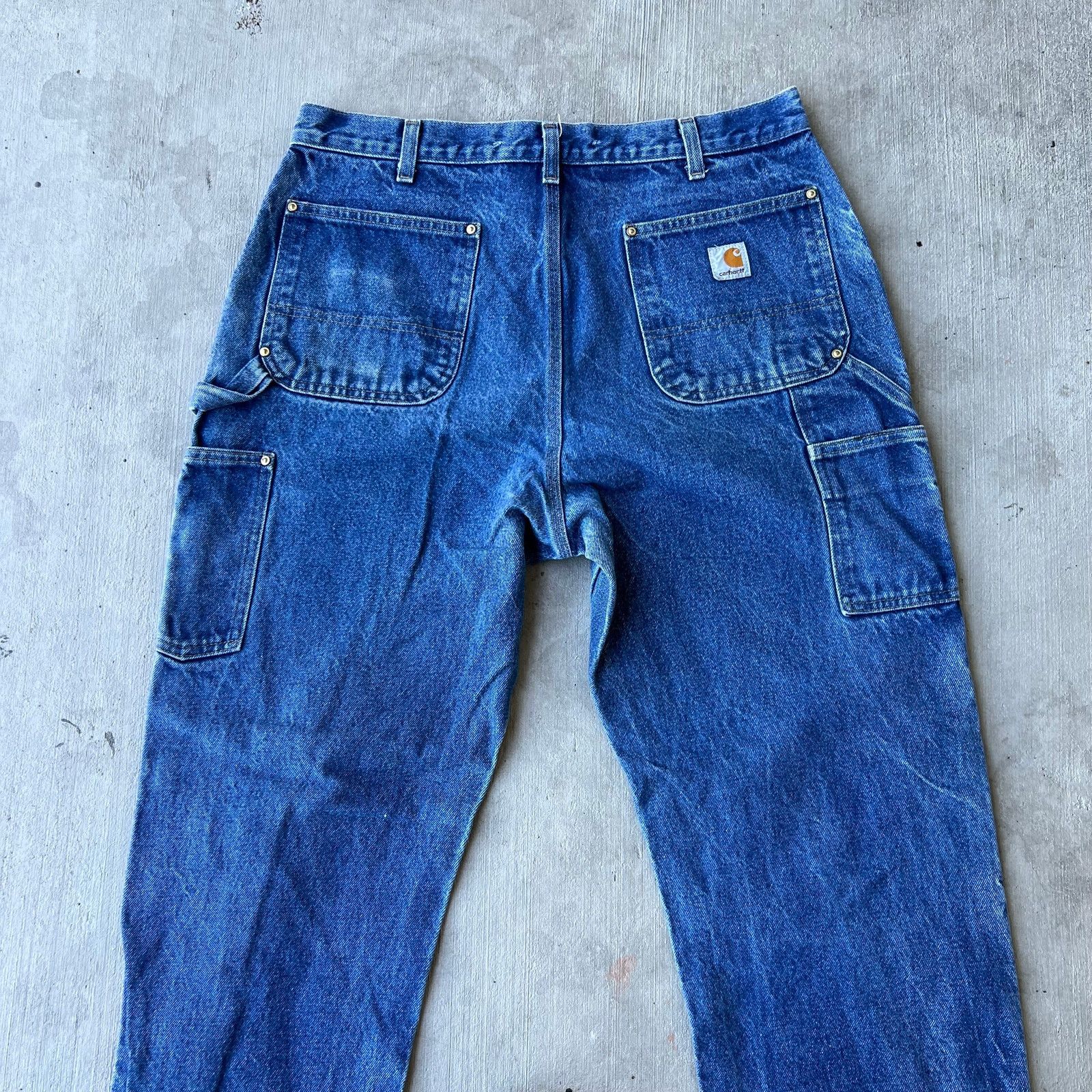 Carhartt × Vintage Carhartt blue denim jeans double knee work carpenter pants Size US 34 / EU 50 - 6 Thumbnail