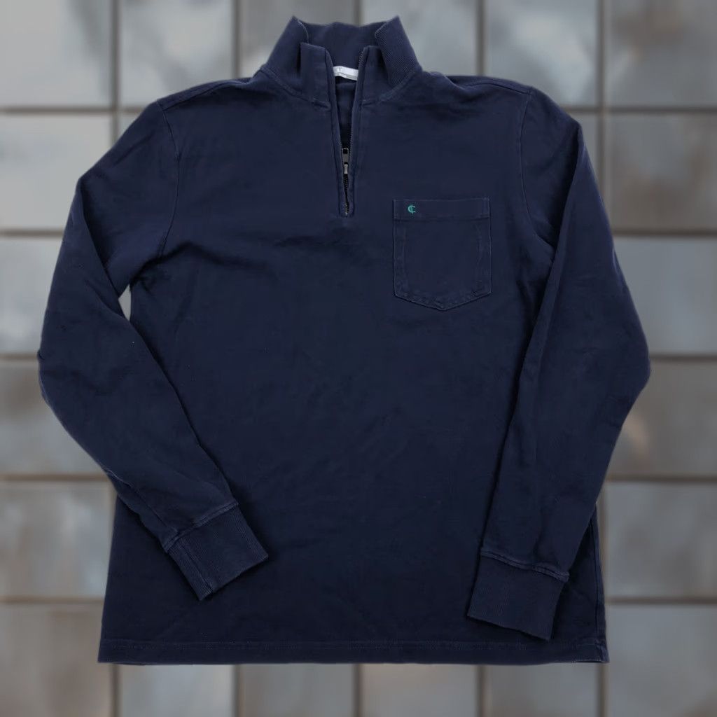 Vintage Criquet Men's Navy Blue 1/4 Zip Long Sleeve Organic Cotton Mock Neck Pullover Shirt Size US S / EU 44-46 / 1 - 1 Thumbnail