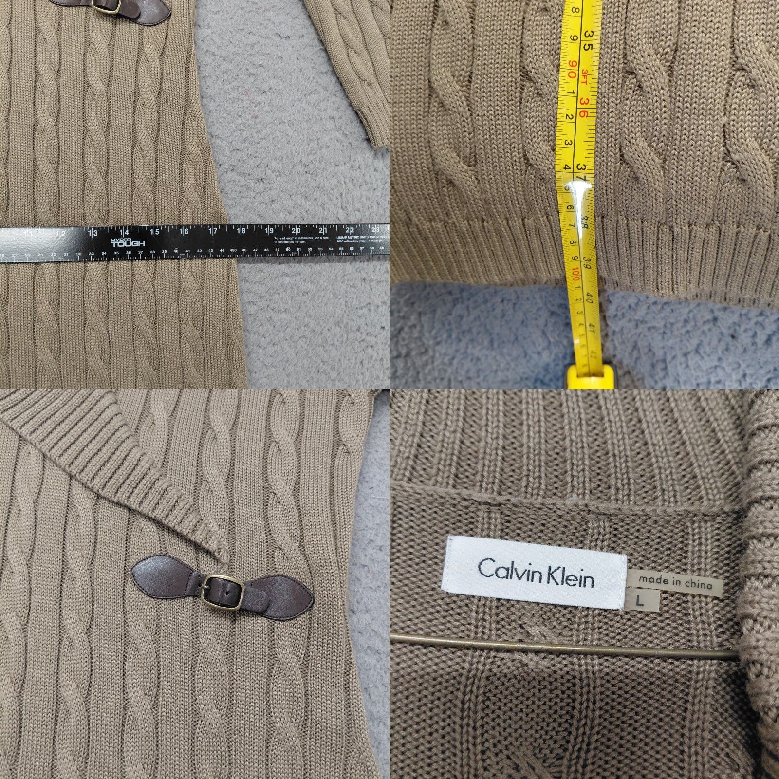 Calvin Klein Calvin Klein Sweater Dress Women's Sz Large Brown Wrap Cable Shawl Collar Buckle Size L / US 10 / IT 46 - 9 Thumbnail