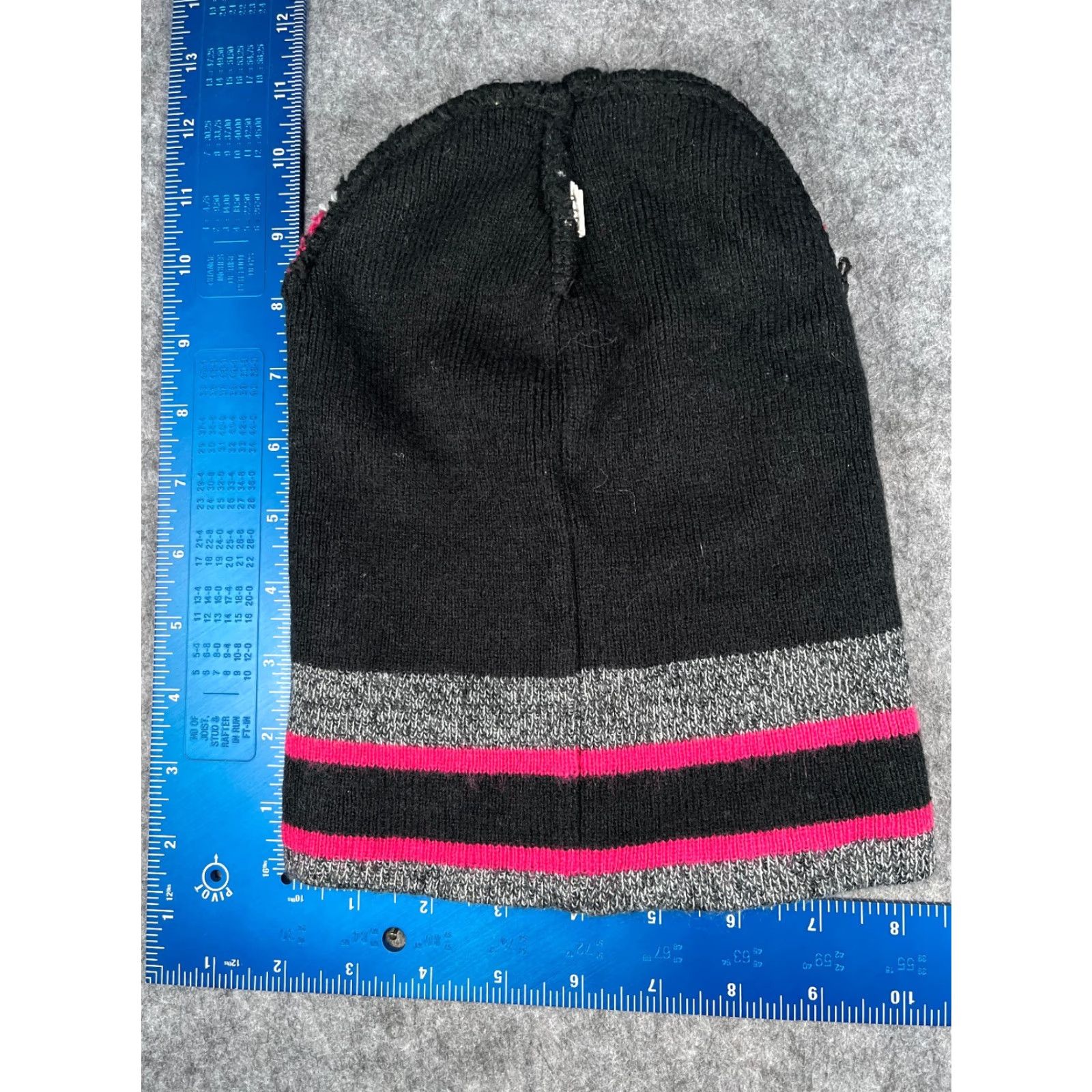 Pinko Beanie Toque Adult One Size Black Pink White Stripe Knit 100% Acrylic Snow Ski Size ONE SIZE - 5 Thumbnail