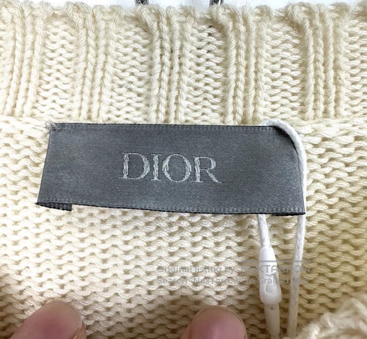 Dior White Knit Sweater with Green Bull Graphic and Text. Size US M / EU 48-50 / 2 - 4 Thumbnail