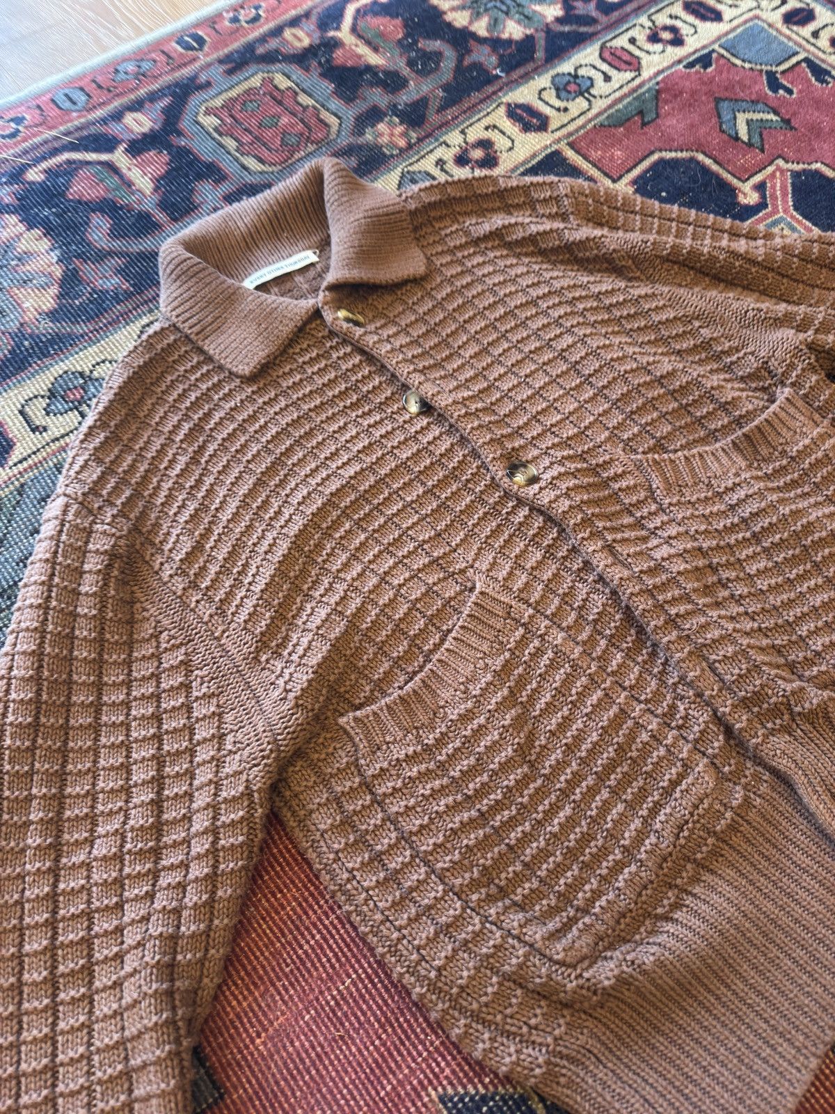 Every Other Thursday Brown Waffle Knit Cardigan Size US M / EU 48-50 / 2 - 3 Thumbnail