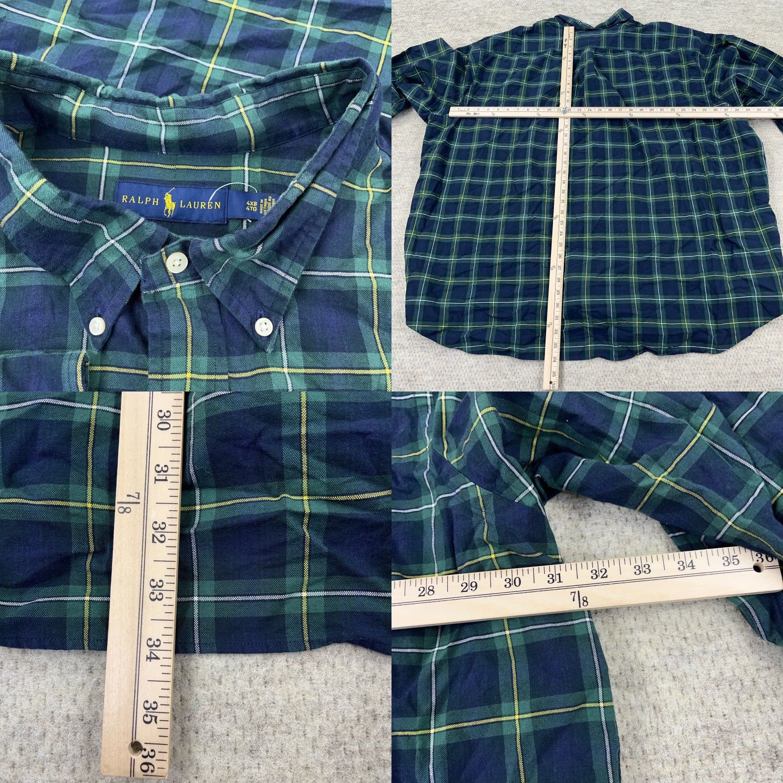 Ralph Lauren Ralph Lauren Shirt Men 4XB Blue Green Plaid Button Up Oxford Blackwatch Dress Shirt Size 48R - 8 Thumbnail