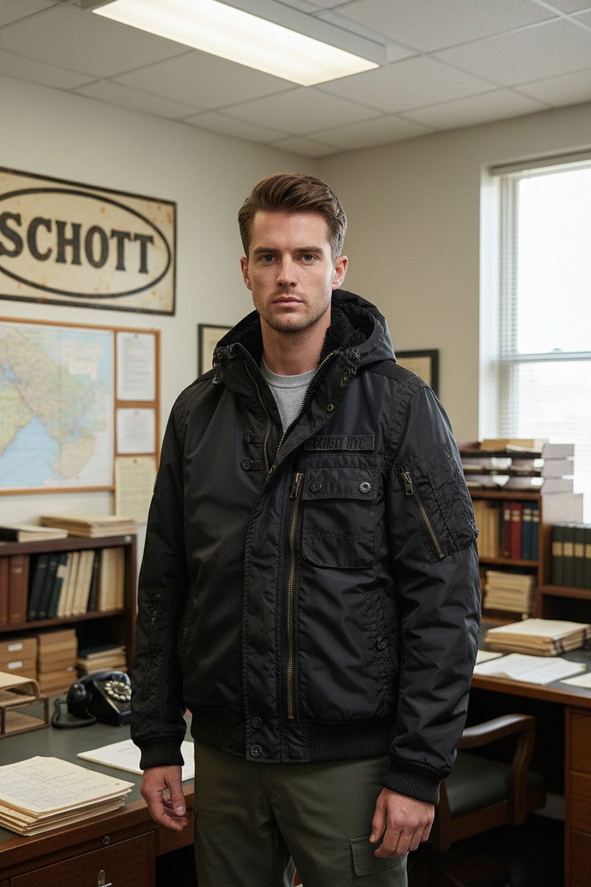 Schott Schott bomber military hooded jacket puffer size xl Size US XL / EU 56 / 4 - 1 Thumbnail