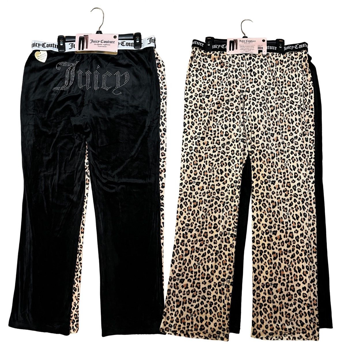 Juicy Couture Juicy Couture 2-Pack Pajama Pants Set Velour Black & Leopard Size 34" / US 12 / IT 48 - 1 Thumbnail