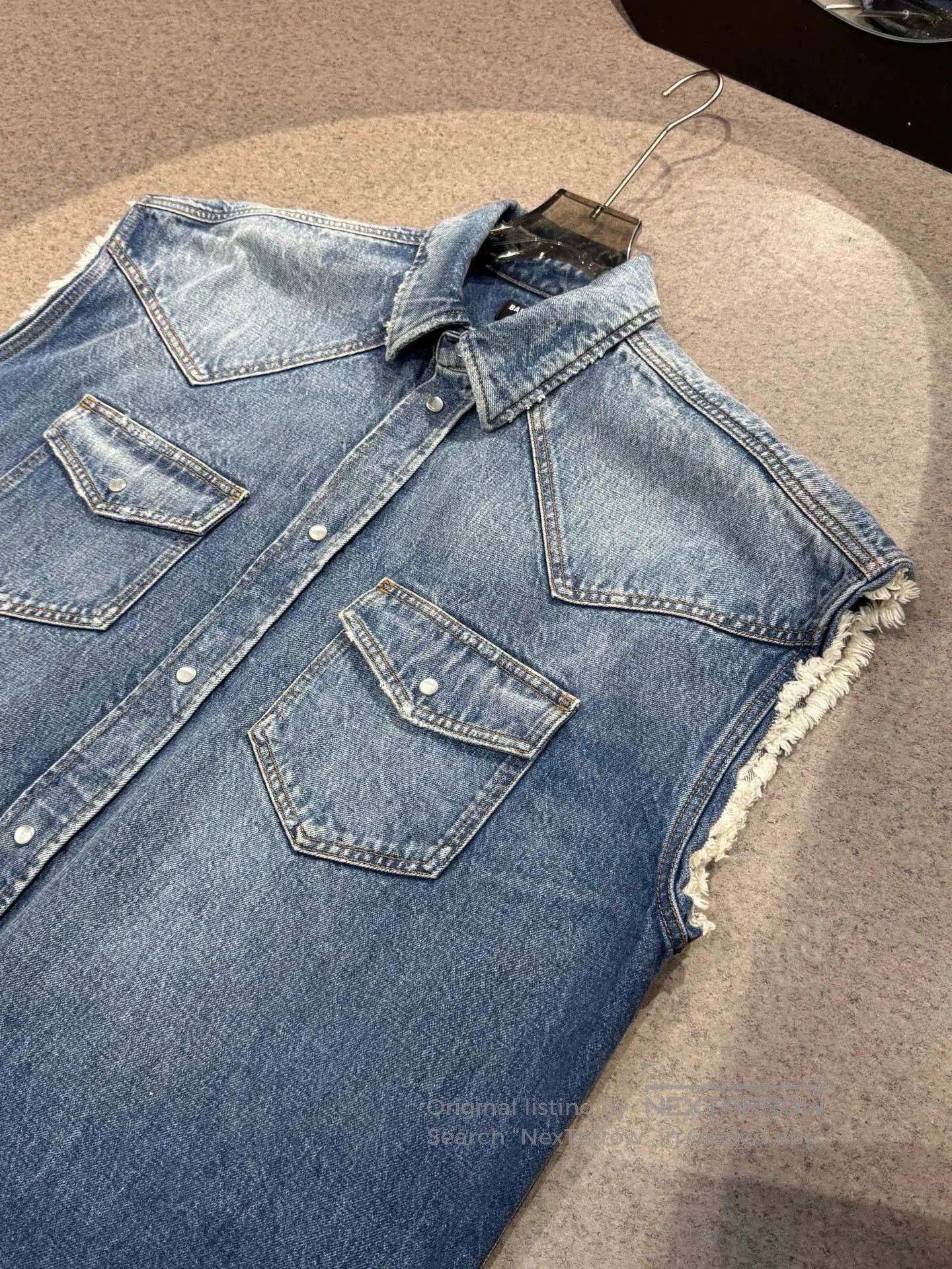 Balenciaga Balenciaga Beaded Denim Vest Jacket. Size US XS / EU 42 / 0 - 2 Thumbnail