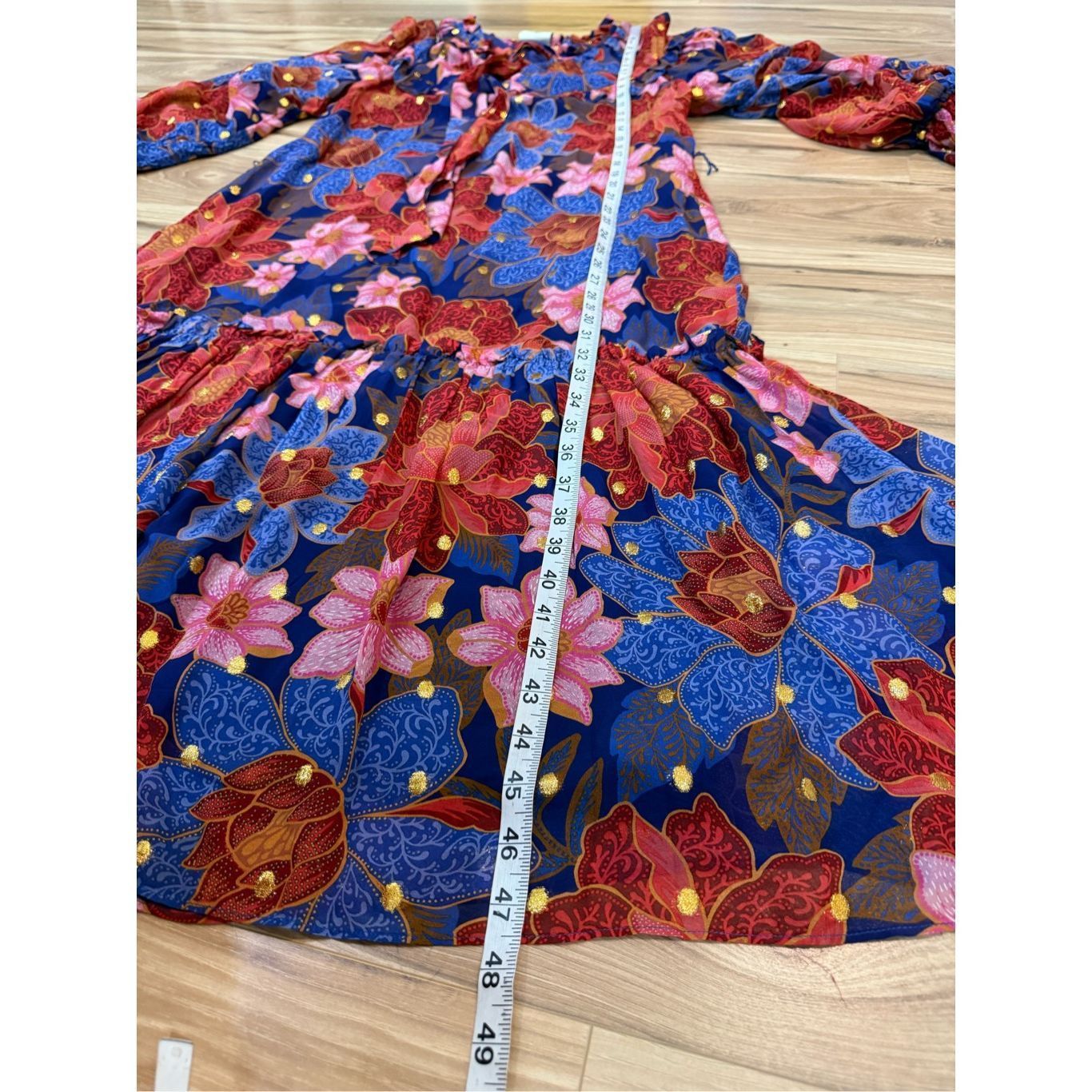 Farm Rio Farm Rio Garden Navy Blue Red Pink Floral Midi Dress no belt Size M / US 6-8 / IT 42-44 - 8 Thumbnail