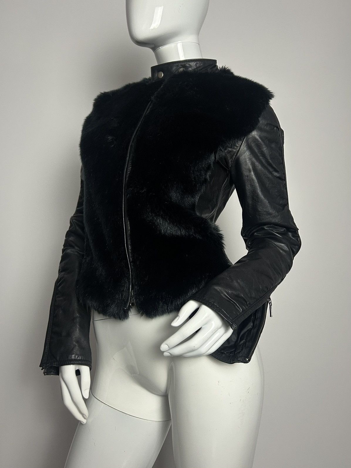 Other Vintage biker leather jacket with fur and draped sleeves Size S / US 4 / IT 40 - 5 Thumbnail