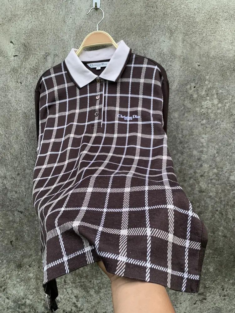 Christian Dior Monsieur Christian Dion brown plaid longsleeve polo rugby shirt Size M / US 6-8 / IT 42-44 - 5 Thumbnail