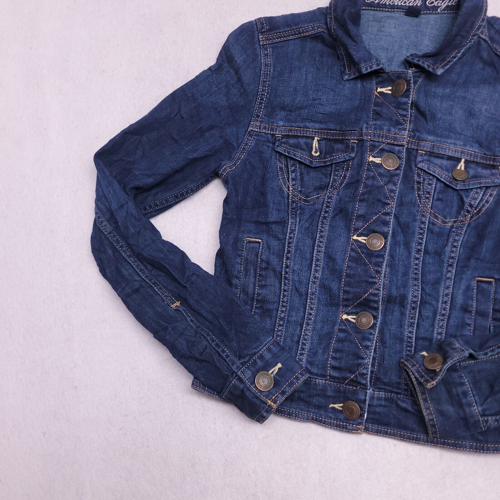 American Eagle Outfitters American Eagle Denim Jacket Womens Size Extra Small XS Blue Size XS / US 0-2 / IT 36-38 - 4 Thumbnail