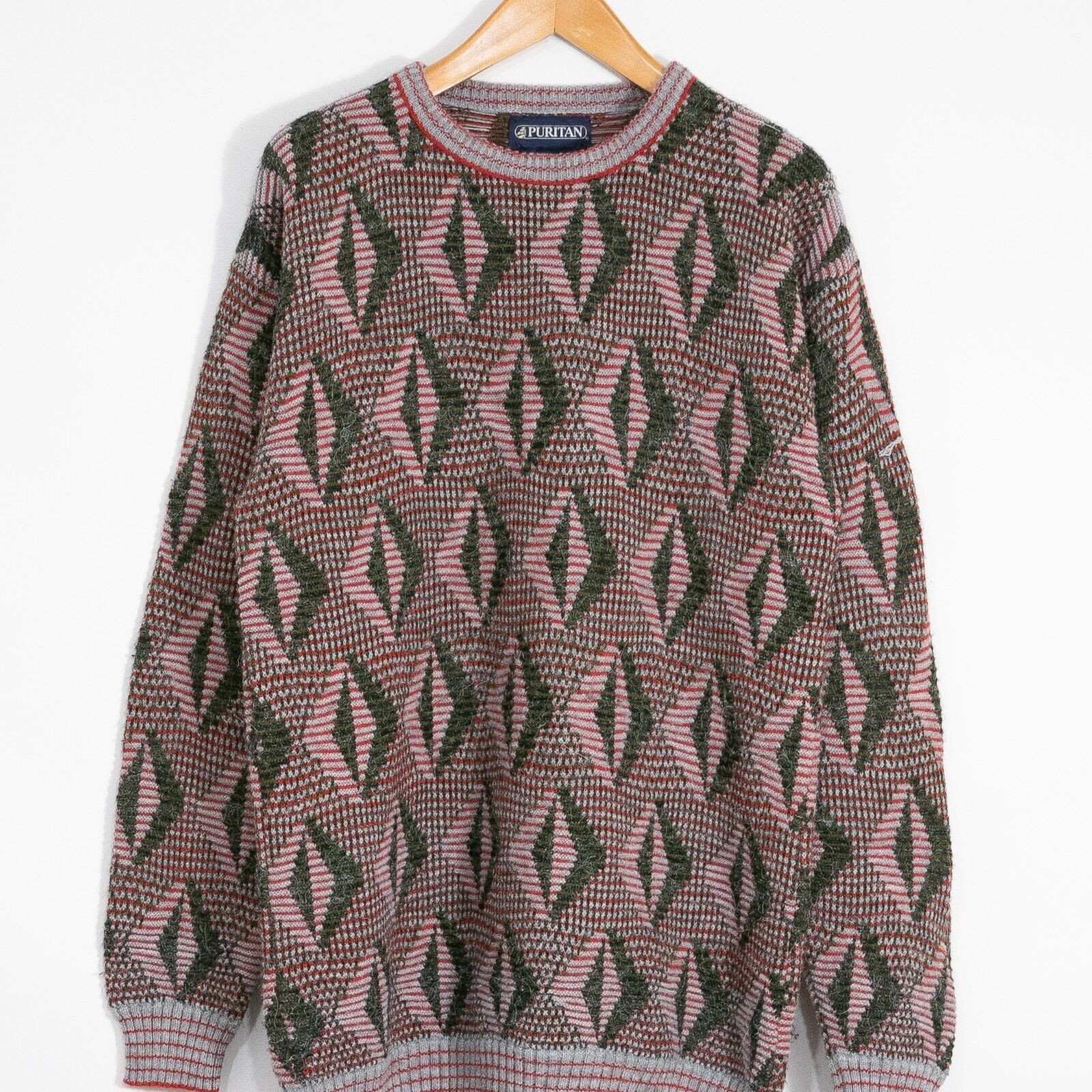 Puritan × Vintage Vintage Puritan Acrylic Sweater Mens XL - Diamond Pattern Size US XL / EU 56 / 4 - 2 Thumbnail