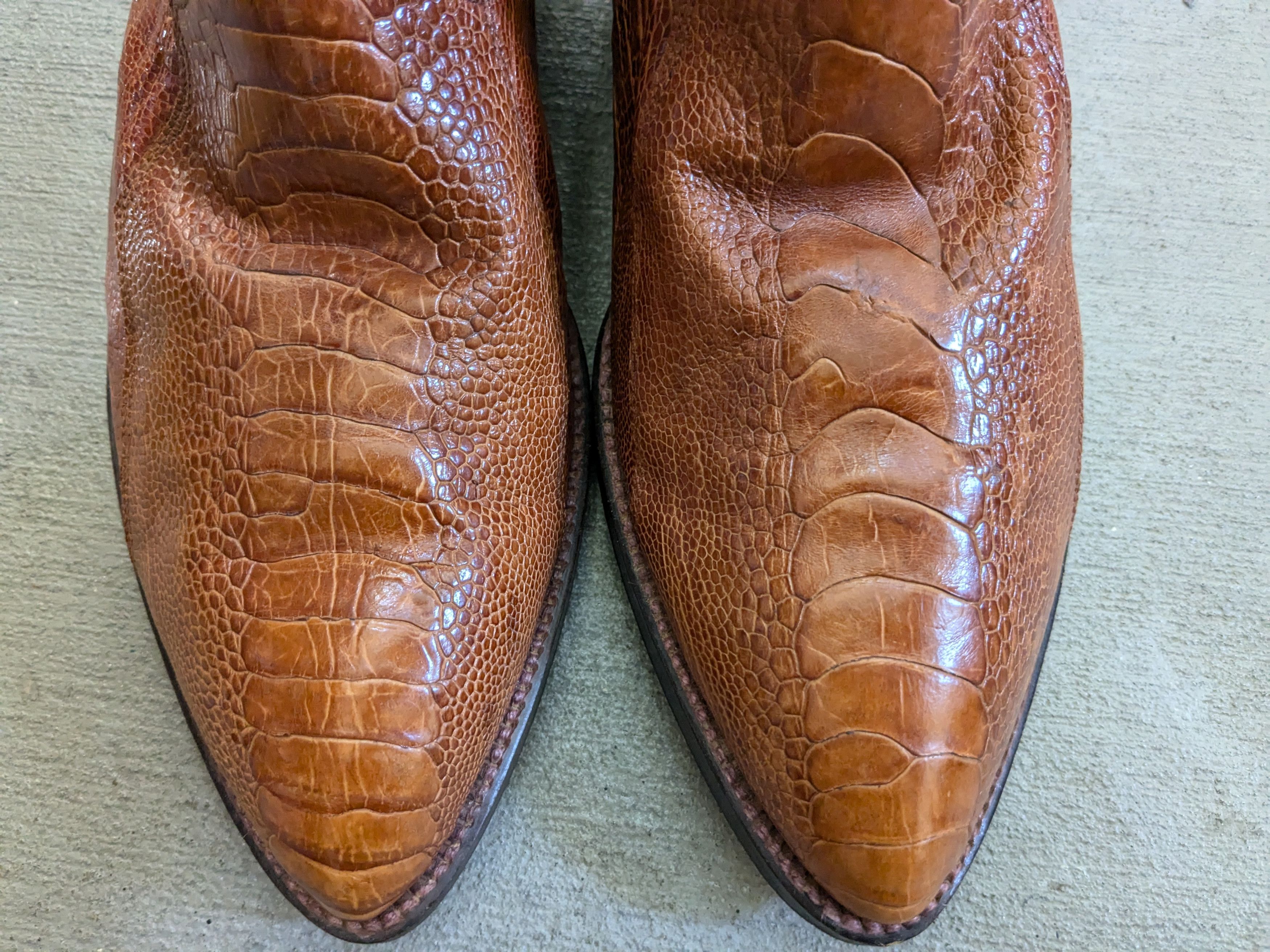 Vintage Ostrich Cowboy Boots 11 Brown Leather Western Size US 11 / EU 44 - 3 Thumbnail