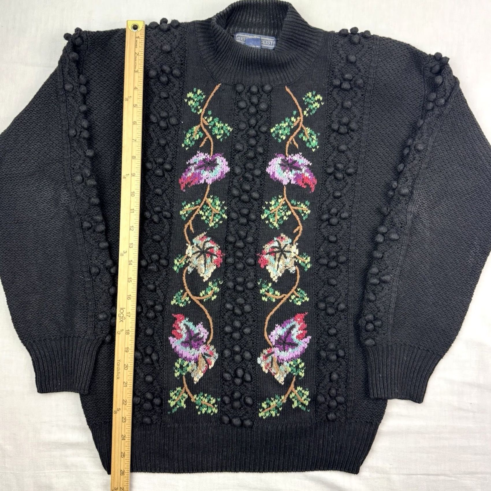 Vintage VINTAGE Herman Geist Sweater Womens Medium Flowers Floral Textured 90s Size M / US 6-8 / IT 42-44 - 6 Thumbnail