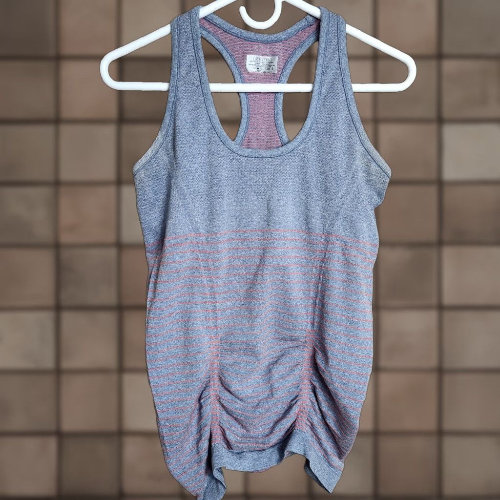 Athleta Athleta Tank Top Slim SS Racerback Grey Stripes Orange Stripes Women S Pullover Breathable Lightweight Stretch Gym & Training Running Yoga Size S / US 4 / IT 40 - 1 Thumbnail