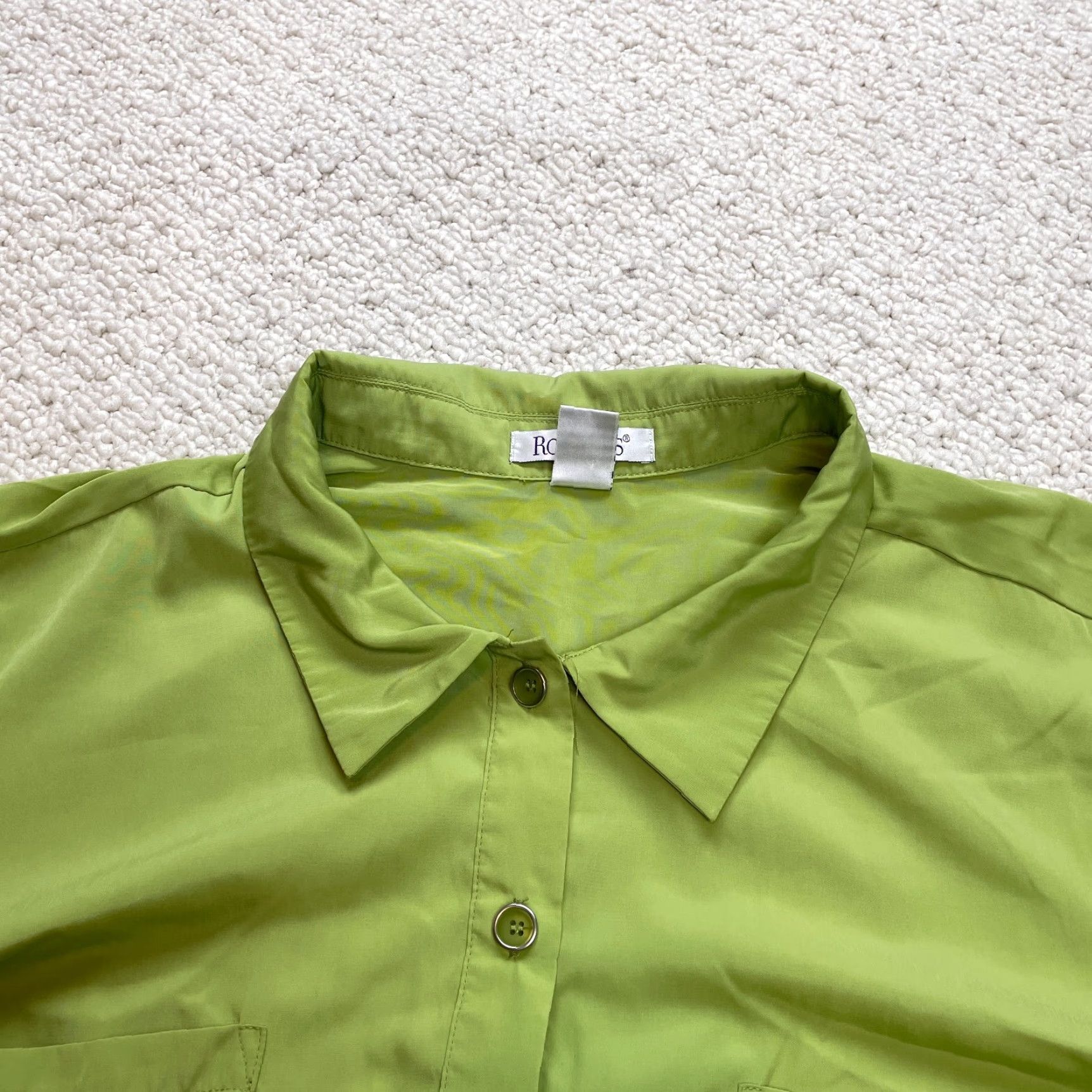 Vintage Roman's Shirt Womens Plus Size 32W Green Long Sleeve Button Up Top Size XXS / US 00 / IT 34 - 6 Thumbnail