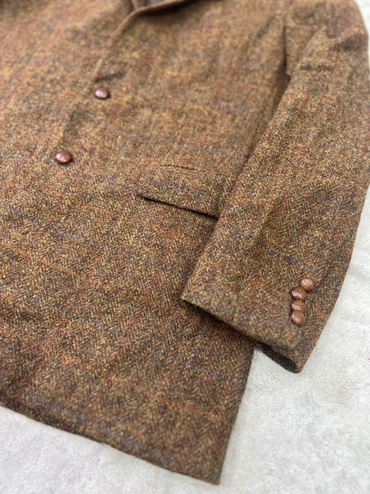 Harris Tweed Vintage Harris Tweed Brown Windowpane Wool Blazer Jacket Men Size 52R - 4 Thumbnail