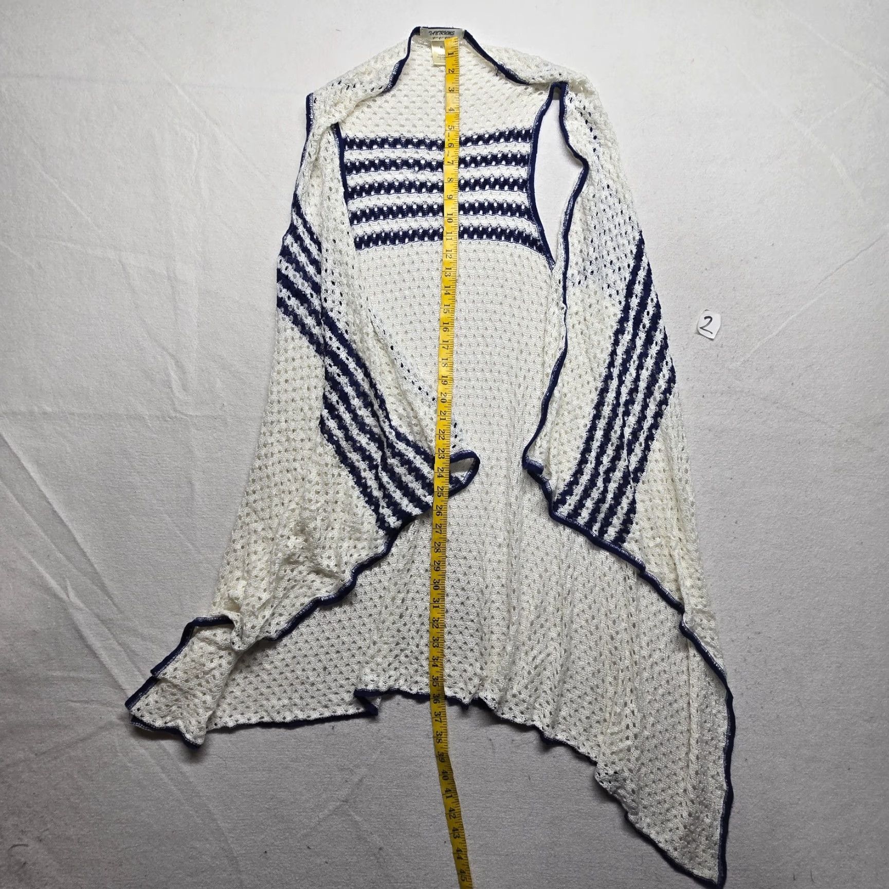 Olive VINTAGE Live and Let Live White Cardigan Open Front Waterfall Long Sleeve Adult Women XL Size XL / US 12-14 / IT 48-50 - 3 Thumbnail
